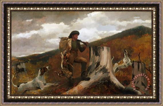 Winslow Homer A Huntsman And Dogs Framed Painting