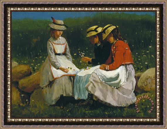 Winslow Homer Girls in a Landscape Framed Painting