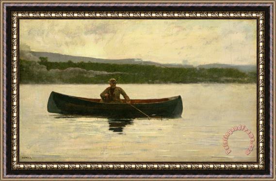 Winslow Homer Playing a Fish Framed Print
