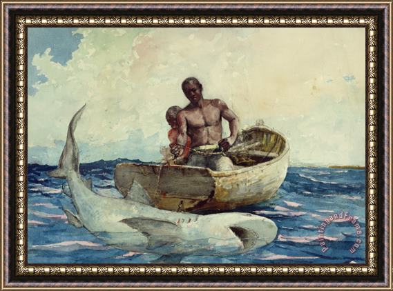 Winslow Homer Shark Fishing Framed Painting