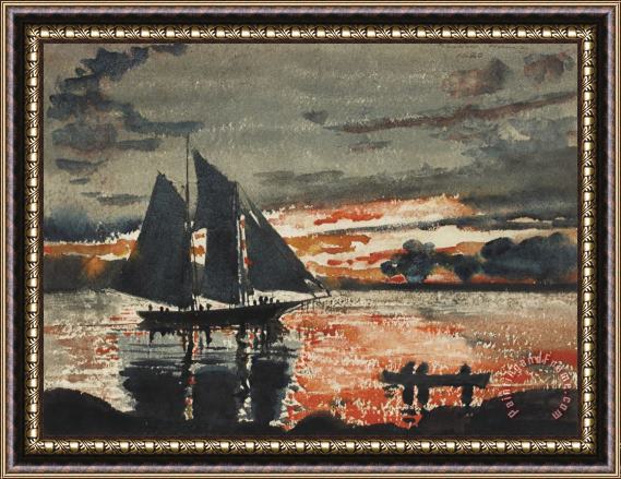 Winslow Homer Sunset Fires Framed Print
