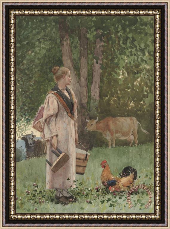 Winslow Homer The Milk Maid Framed Print