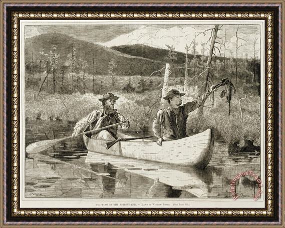 Winslow Homer Trapping in The Adirondacks Framed Print