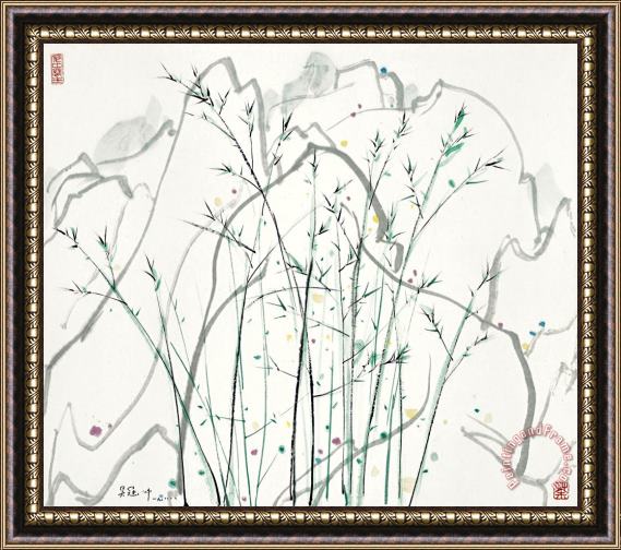 Wu Guanzhong Bamboo Forest Framed Painting