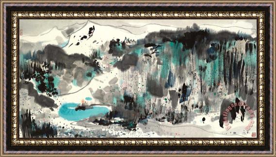 Wu Guanzhong Jade Pond Framed Painting