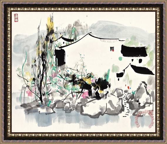 Wu Guanzhong Scenery of Jiangnan Framed Painting