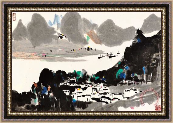 Wu Guanzhong Scenery of Lijiang Framed Painting