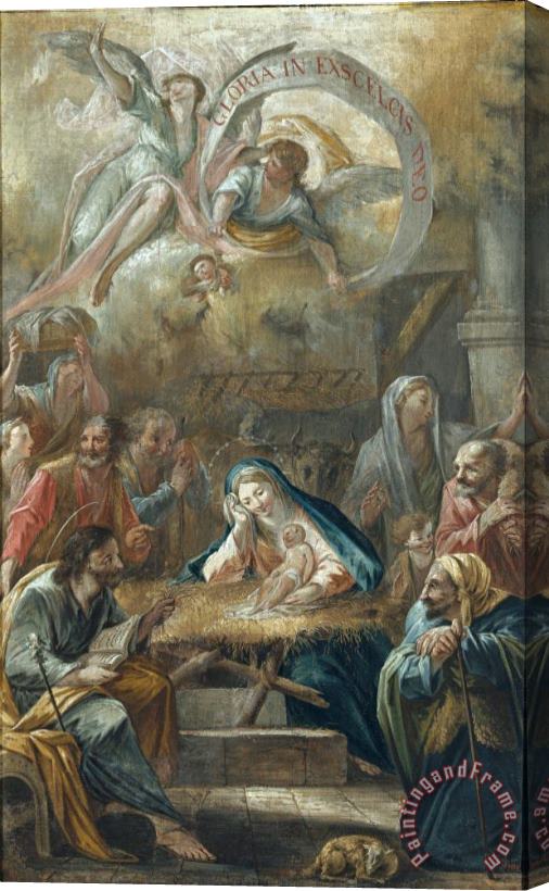 'El Vigata' Francesc Pla Duran Birth of Jesus And The Adoration of The Shepherds Stretched Canvas Painting / Canvas Art