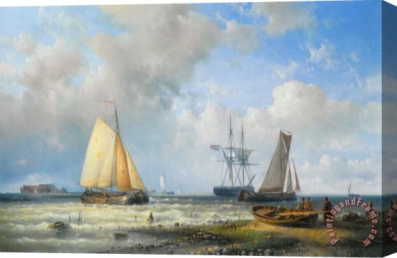 Abraham Hulk Snr Dutch Barges in a Calm Stretched Canvas Print / Canvas Art
