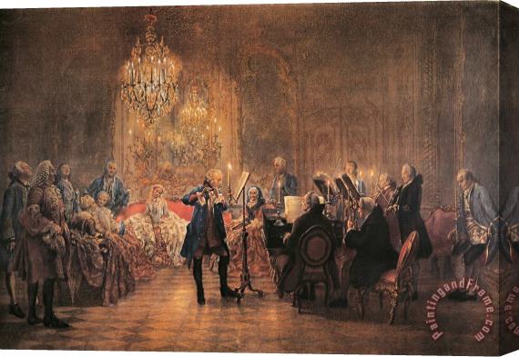 Adolph Friedrich Erdmann von Menzel The Flute Concert Stretched Canvas Painting / Canvas Art