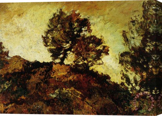 Adolphe Monticelli Rocky Landscape Stretched Canvas Print / Canvas Art