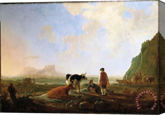 Aelbert Cuyp Herdsmen with Cows Stretched Canvas Print / Canvas Art
