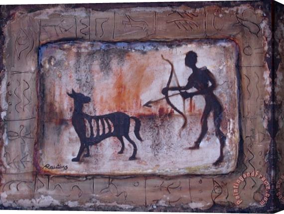 Agris Rautins Hunter of the Stone Age Stretched Canvas Print / Canvas Art