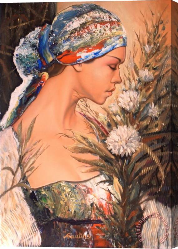 Agris Rautins Portrait of a farmer girl Stretched Canvas Painting / Canvas Art