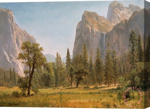 Albert Bierstadt Bridal Veil Falls Yosemite Valley California Stretched Canvas Print / Canvas Art