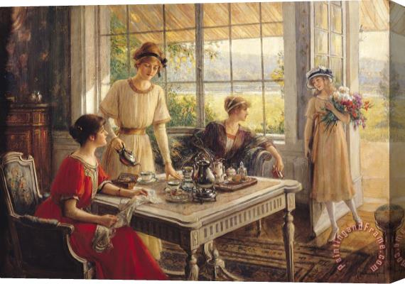 Albert Lynch Women Taking Tea Stretched Canvas Painting / Canvas Art