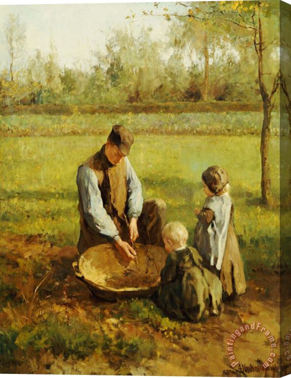 Albert Neuhuys Watching Father Work Stretched Canvas Painting / Canvas Art