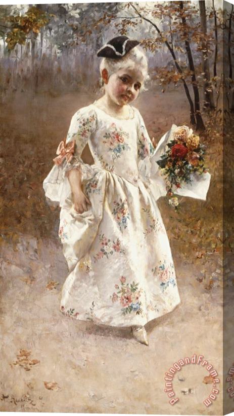 Albert Raudnitz The Little Flower Girl Stretched Canvas Painting / Canvas Art