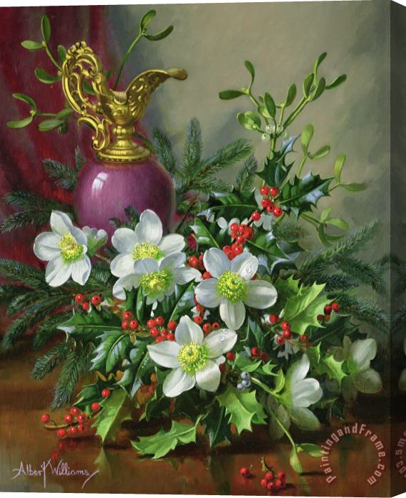 Albert Williams Christmas Roses Stretched Canvas Painting / Canvas Art