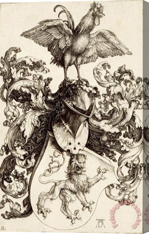 Albrecht Durer Coat of Arms with a Lion And a Cock Stretched Canvas Print / Canvas Art
