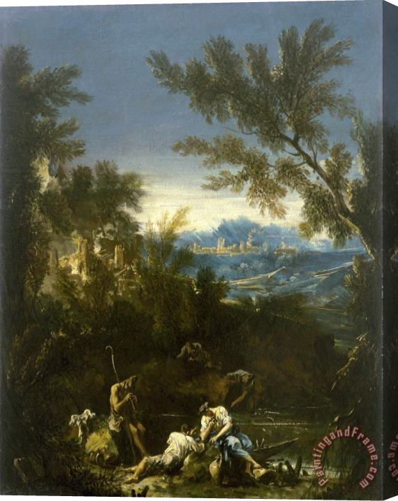 Alessandro Magnasco Landscape with Figures Stretched Canvas Print / Canvas Art