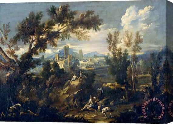 Alessandro Magnasco Landscape with Shepherds Stretched Canvas Print / Canvas Art