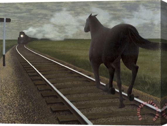 Alex Colville Horse And Train Stretched Canvas Painting / Canvas Art