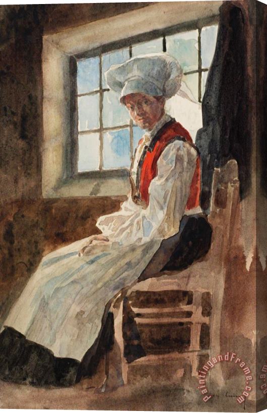 Alexandre Lunois Scandinavian Peasant Woman In An Interior Stretched Canvas Print / Canvas Art