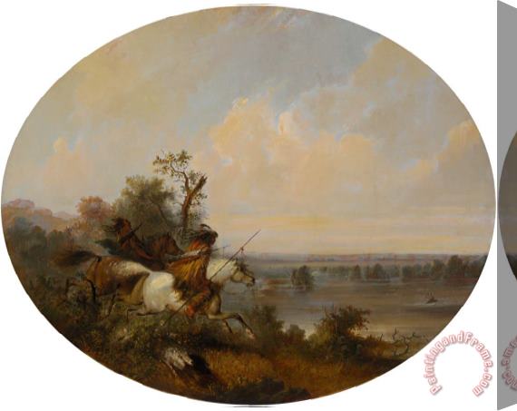 Alfred Jacob Miller Indians Hunting Elk on The Platte Stretched Canvas Print / Canvas Art