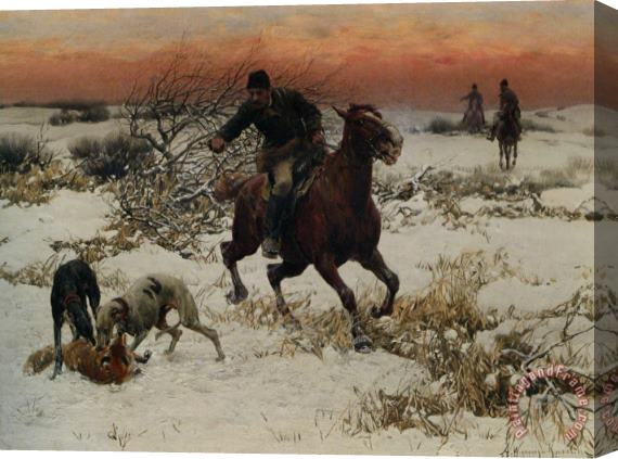 Alfred von Wierusz Kowalski The Hunters Stretched Canvas Print / Canvas Art