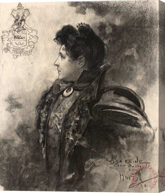 Alphonse Maria Mucha Portrait of Sarah Bernhardt (henriette Rosine Bernard) Stretched Canvas Painting / Canvas Art