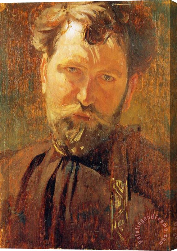 <b>Alphonse Marie</b> Mucha Self Portrait 1899 Stretched Canvas Print / Canvas Art - alphonse-marie-mucha-self-portrait-1899-print-L-22451