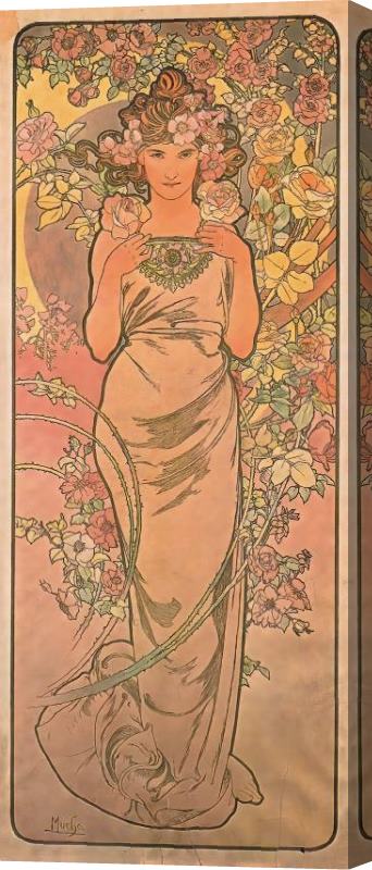 Alphonse Marie Mucha The Rose 1898 Stretched Canvas Painting / Canvas Art