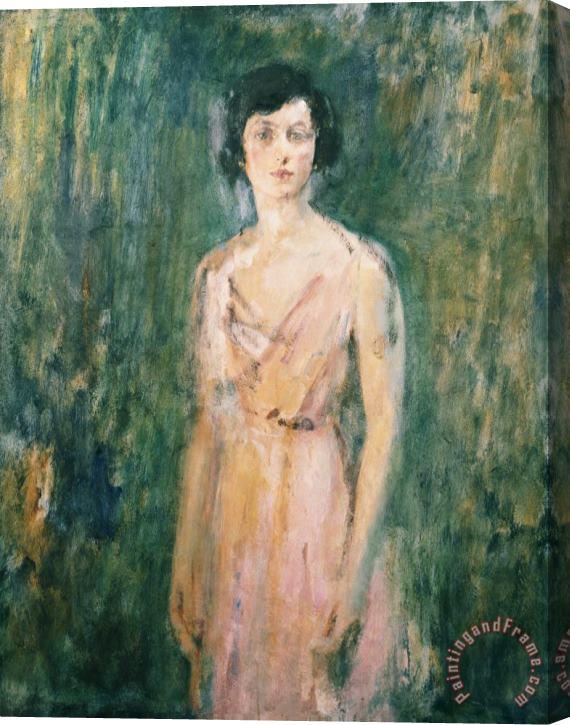Ambrose McEvoy Lady in a Pink Dress Stretched Canvas Print / Canvas Art