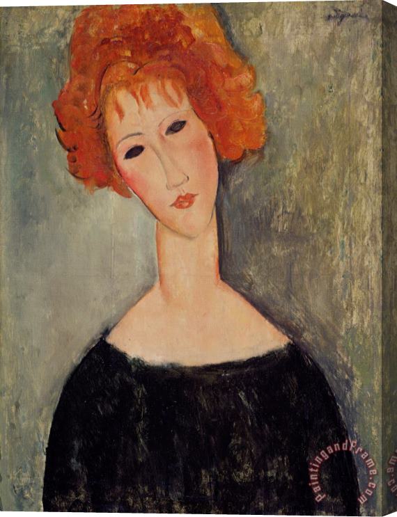 Amedeo Modigliani Red Head Stretched Canvas Painting / Canvas Art