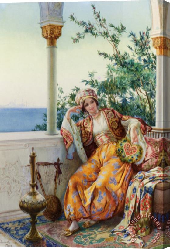 Amedeo Momo Simonetti A Turkish Beauty Resting on a Terrace Stretched Canvas Print / Canvas Art