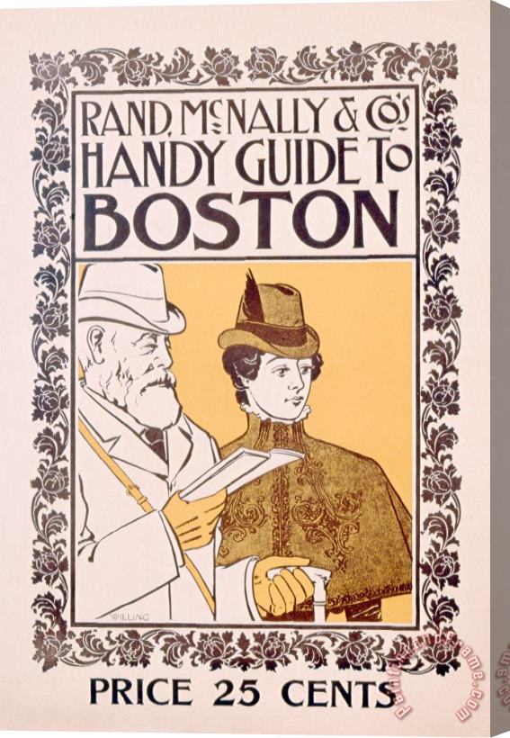 American School Poster Advertising Rand Mcnally And Co's Hand Guide To Boston Stretched Canvas Print / Canvas Art