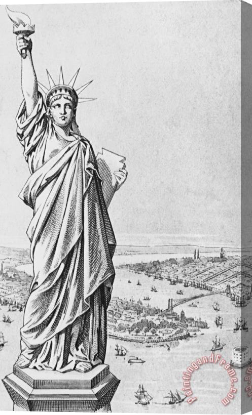 American School The Statue Of Liberty New York Stretched Canvas Print / Canvas Art