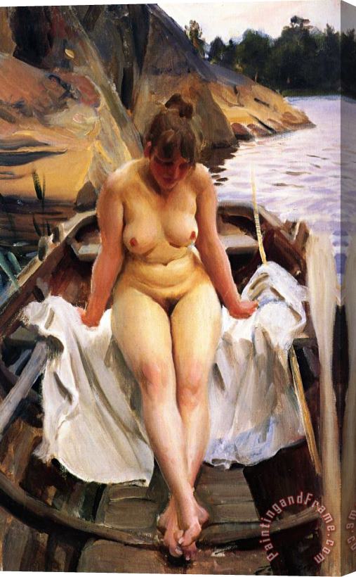 Anders Zorn In Werner's Rowing Boat Stretched Canvas Print / Canvas Art