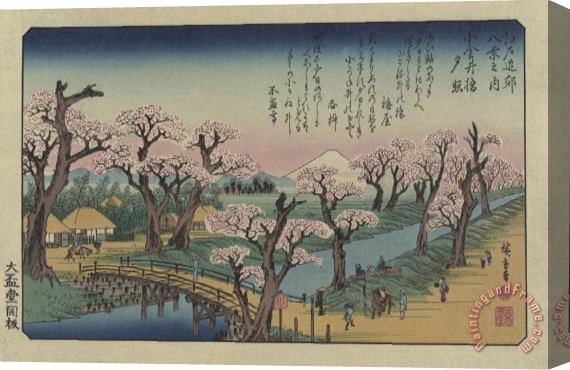 Ando Hiroshige Evening Glow at Koganei Bridge Stretched Canvas Print / Canvas Art