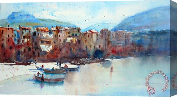 Andre Mehu Fishing boats on the beach of Cefalu Stretched Canvas Painting / Canvas Art