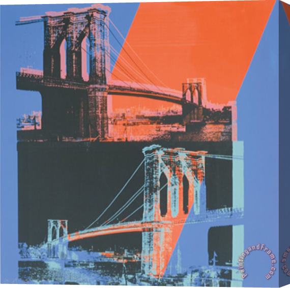 Andy Warhol Brooklyn Bridge C 1983 Pink Red Blue Stretched Canvas Painting / Canvas Art