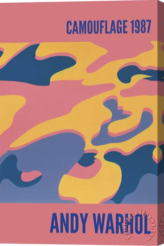 Andy Warhol Camouflage 1987 Pink Purple Orange Stretched Canvas Painting / Canvas Art