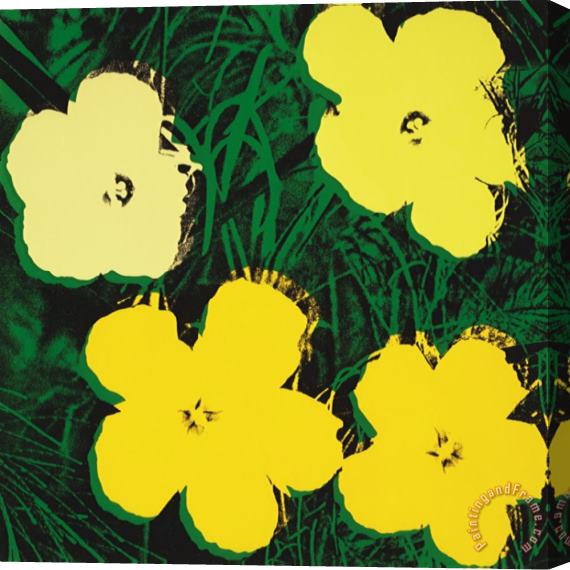Andy Warhol Flowers C 1970 4 Yellow Stretched Canvas Painting / Canvas Art