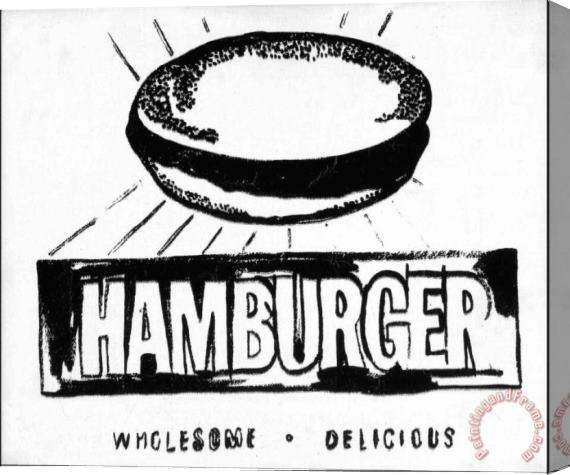 Andy Warhol Hamburger W&b Stretched Canvas Painting / Canvas Art