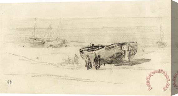 Anton Mauve Bomschuiten Op Het Strand Stretched Canvas Print / Canvas Art