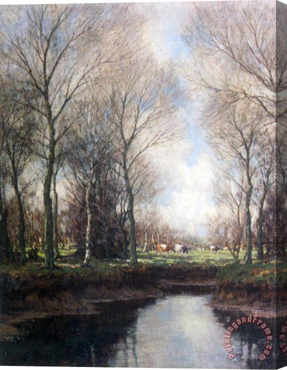 Arnold Marc Gorter Cows Grazing Along a Stream Stretched Canvas Painting / Canvas Art