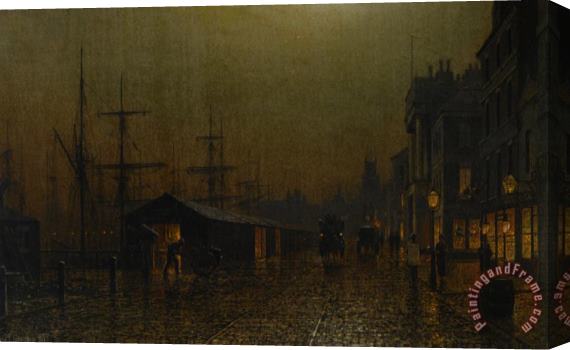 Arthur E. Grimshaw Dock Scene in Glasgow Stretched Canvas Print / Canvas Art