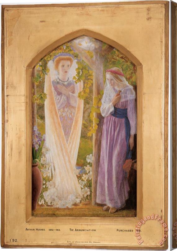 Arthur Hughes The Annunciation Stretched Canvas Print / Canvas Art