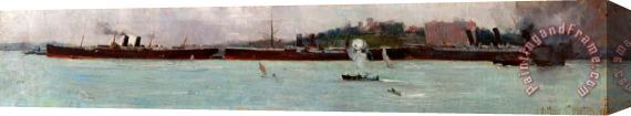 Arthur Streeton The Three Liners, Circular Quay Stretched Canvas Painting / Canvas Art